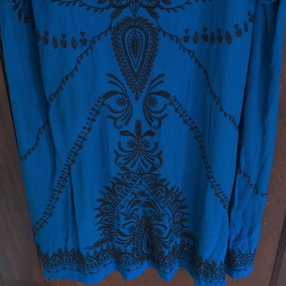 Lucky Brand Embroidered shift Dress hippie chic Short Sleeve Size XL - Picture 7 of 11